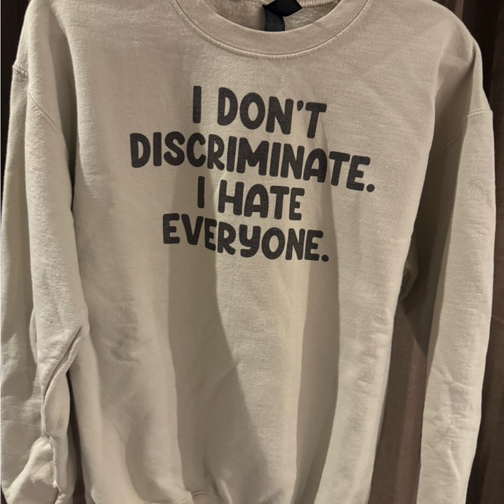 Gildan Cream Crewneck Sweater with Bold Text